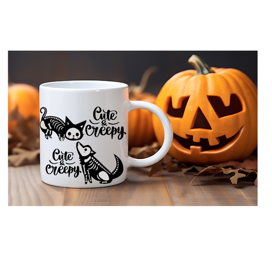 Skeleton dog and cat halloween cup